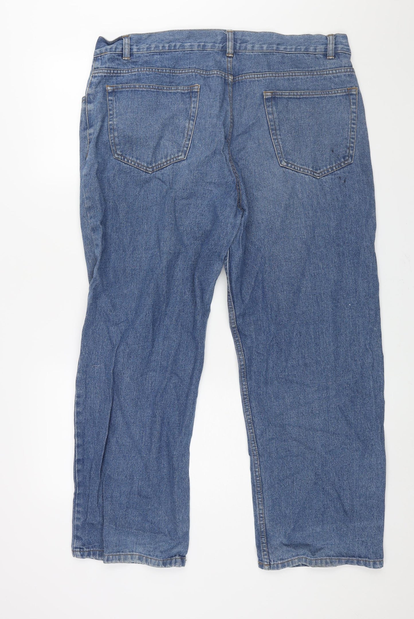 George Mens Blue Cotton Straight Jeans Size 40 in L29 in Regular Zip