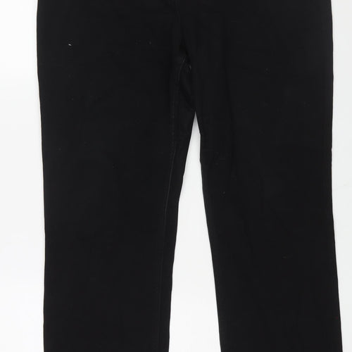 Per Una Womens Black Cotton Straight Jeans Size 16 L29 in Regular Zip