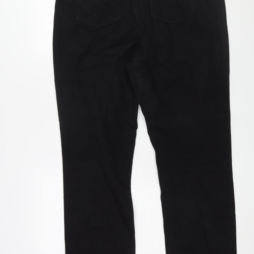 Per Una Womens Black Cotton Straight Jeans Size 16 L29 in Regular Zip