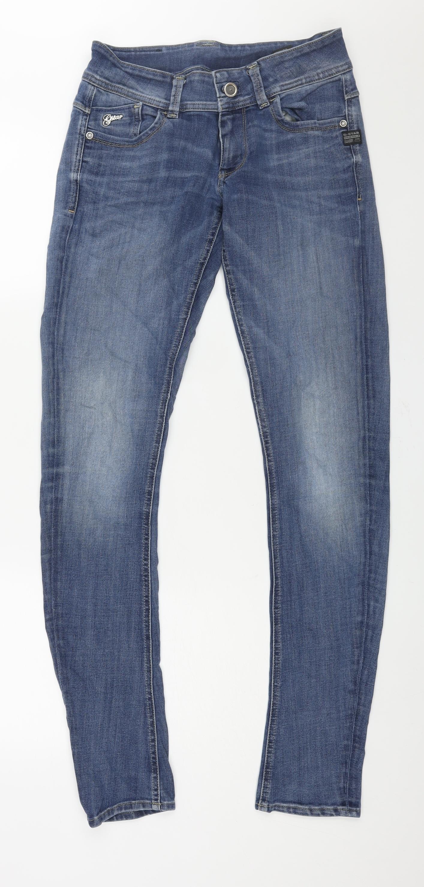 G-Star Womens Blue Cotton Skinny Jeans Size 28 in L34 in Regular Zip