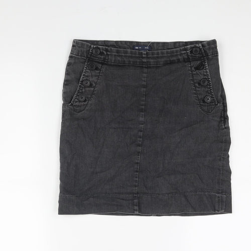 Gap Womens Grey Cotton Straight & Pencil Skirt Size S Zip