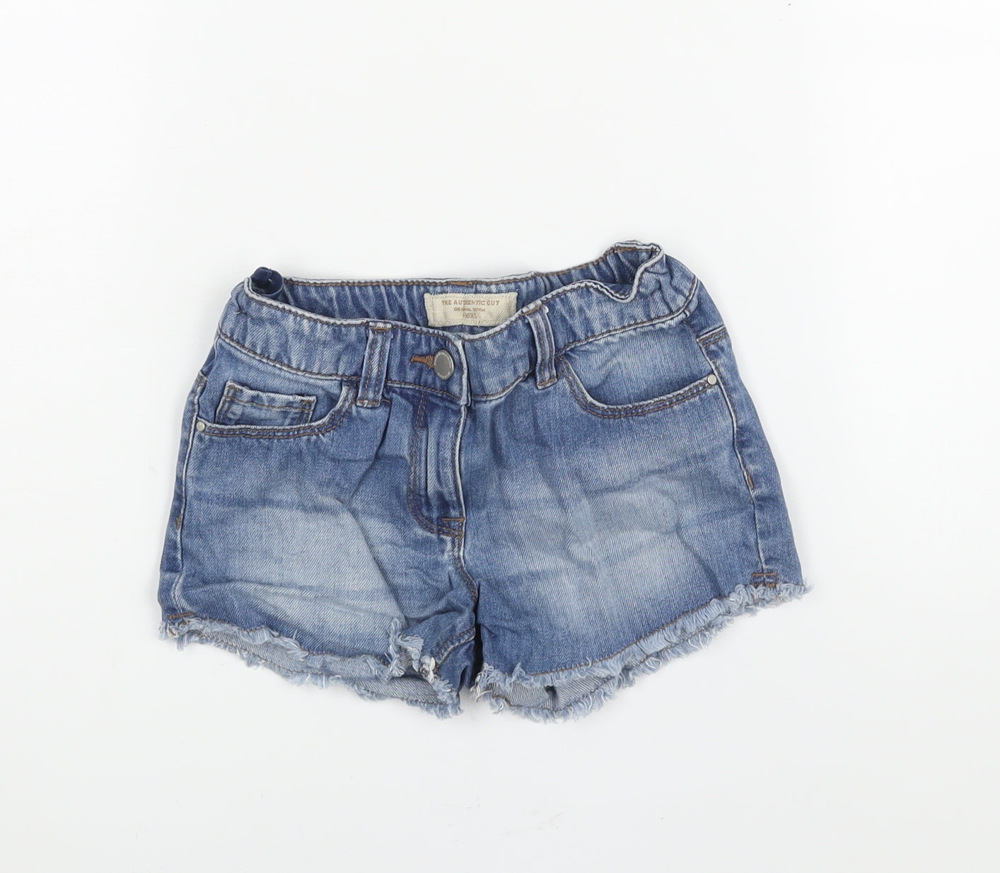 NEXT Girls Blue Cotton Cut-Off Shorts Size 8 Years Regular Zip