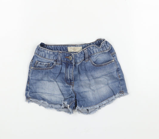 NEXT Girls Blue Cotton Cut-Off Shorts Size 8 Years Regular Zip