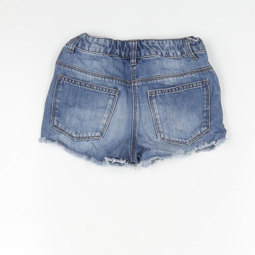 NEXT Girls Blue Cotton Cut-Off Shorts Size 8 Years Regular Zip