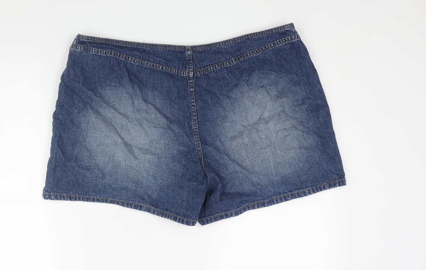 NEXT Womens Blue Cotton Basic Shorts Size 20 L4 in Regular Zip