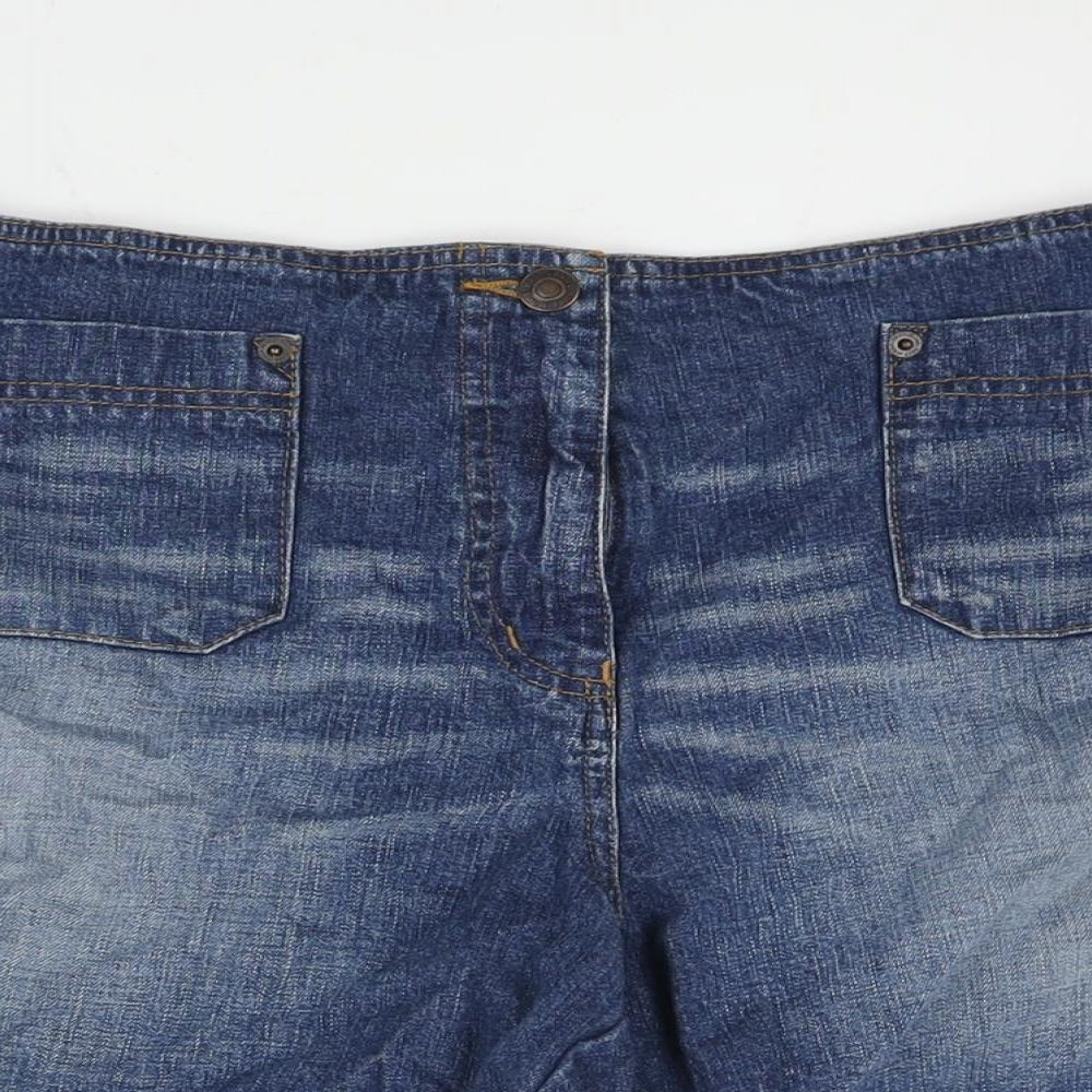 NEXT Womens Blue Cotton Basic Shorts Size 20 L4 in Regular Zip