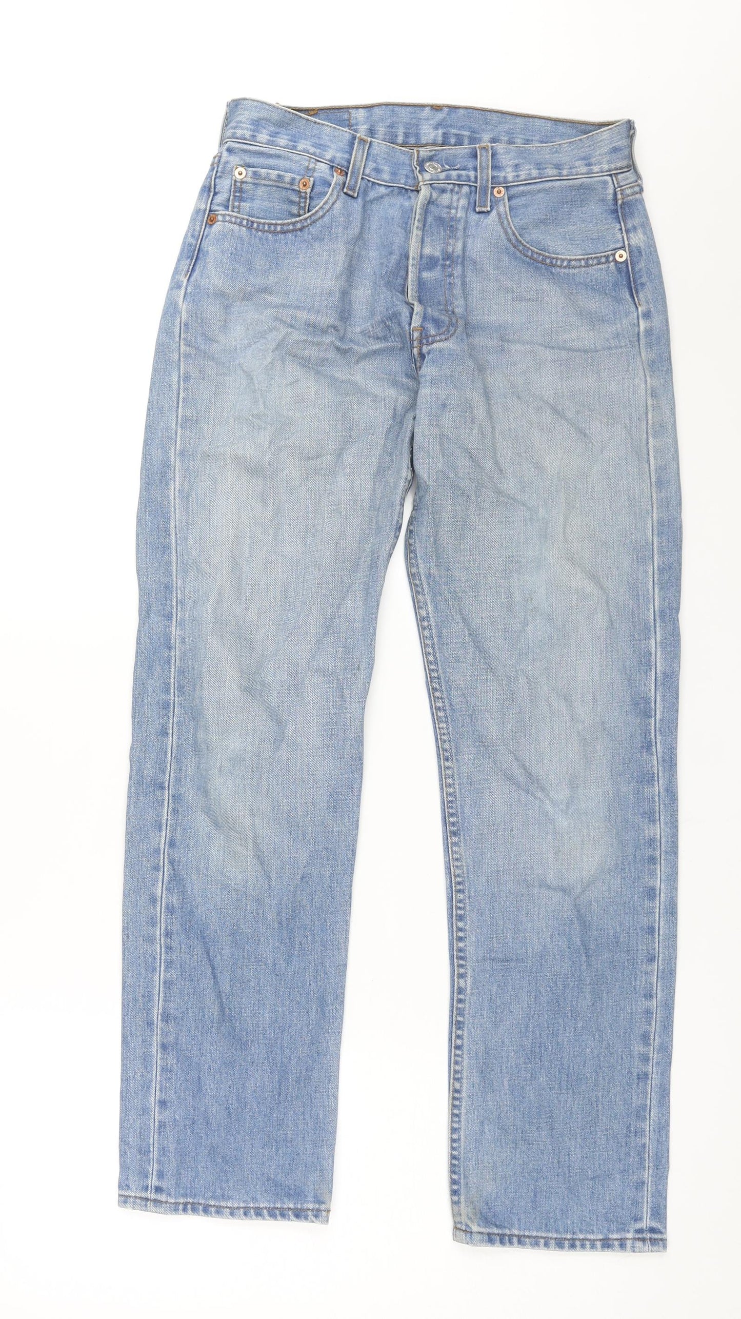 Levi's Womens Blue Cotton Straight Jeans Size 29 in L30 in Regular Button