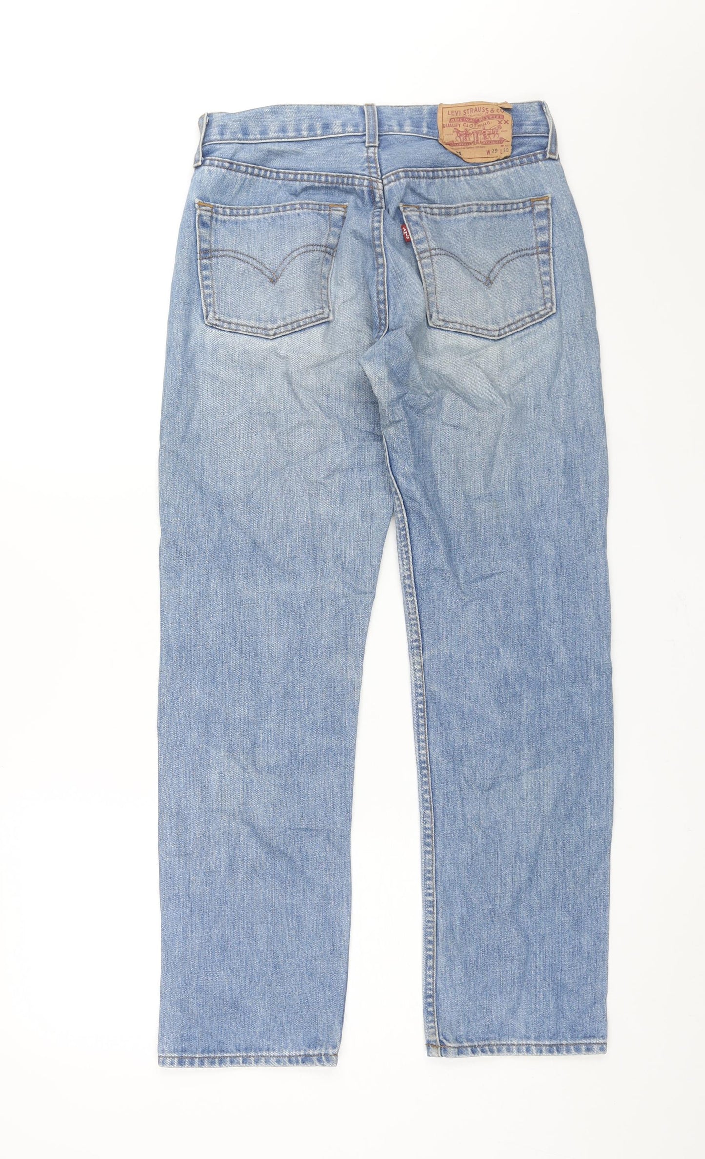 Levi's Womens Blue Cotton Straight Jeans Size 29 in L30 in Regular Button