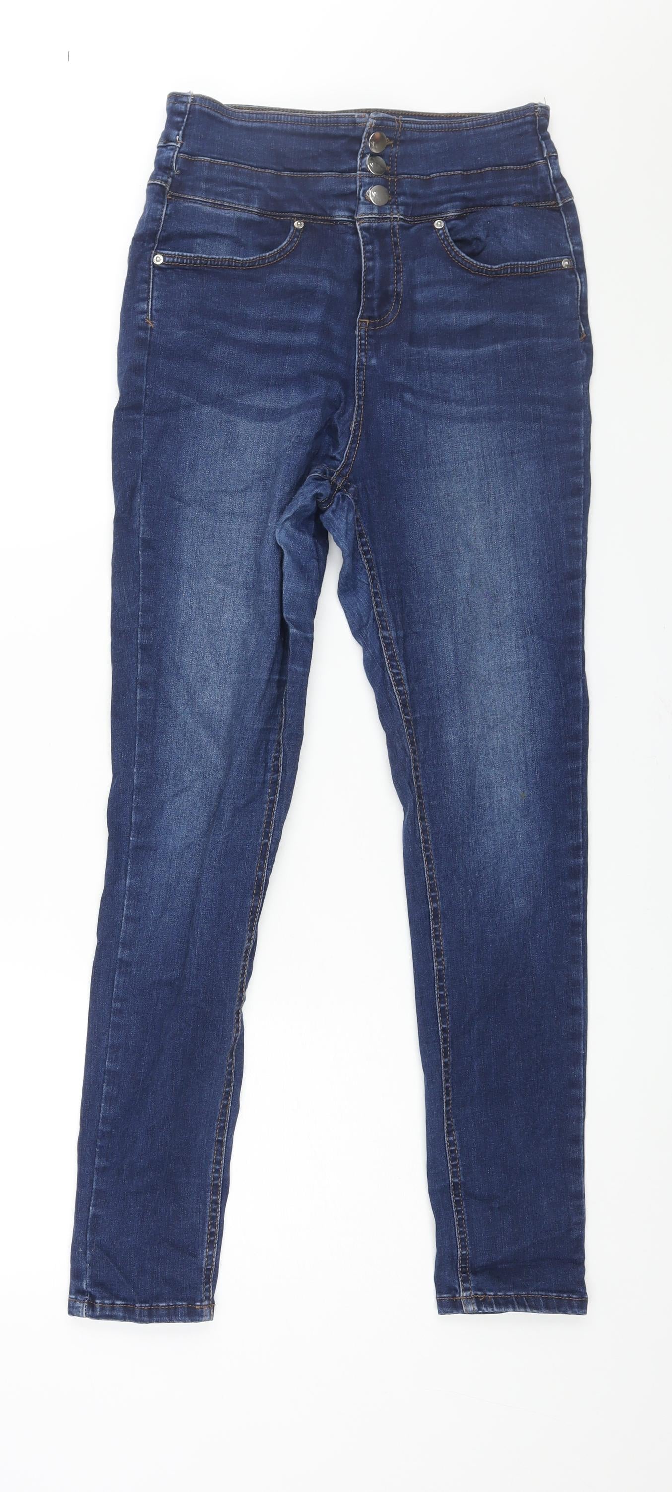 Very Womens Blue Cotton Skinny Jeans Size 10 L28 in Regular Zip