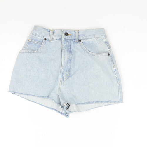 St Michael Womens Blue Cotton Cut-Off Shorts Size 12 Regular Zip