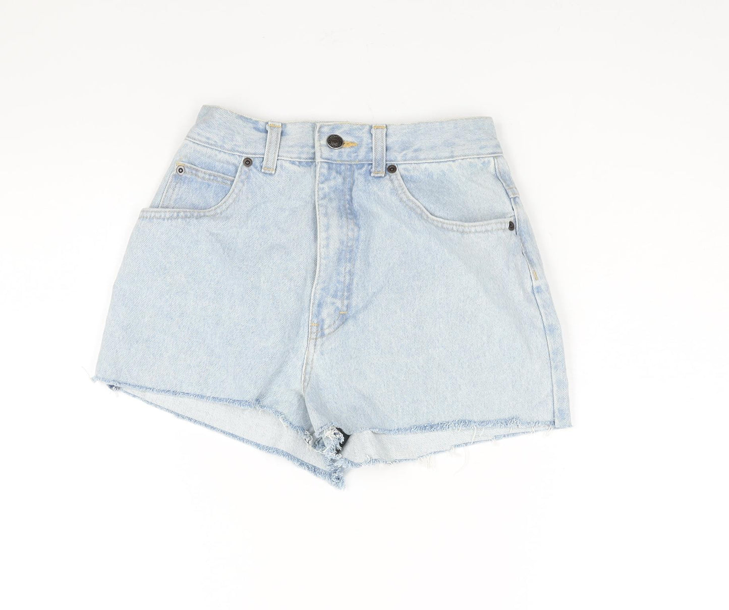 St Michael Womens Blue Cotton Cut-Off Shorts Size 12 Regular Zip