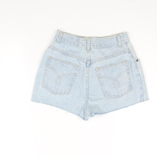 St Michael Womens Blue Cotton Cut-Off Shorts Size 12 Regular Zip