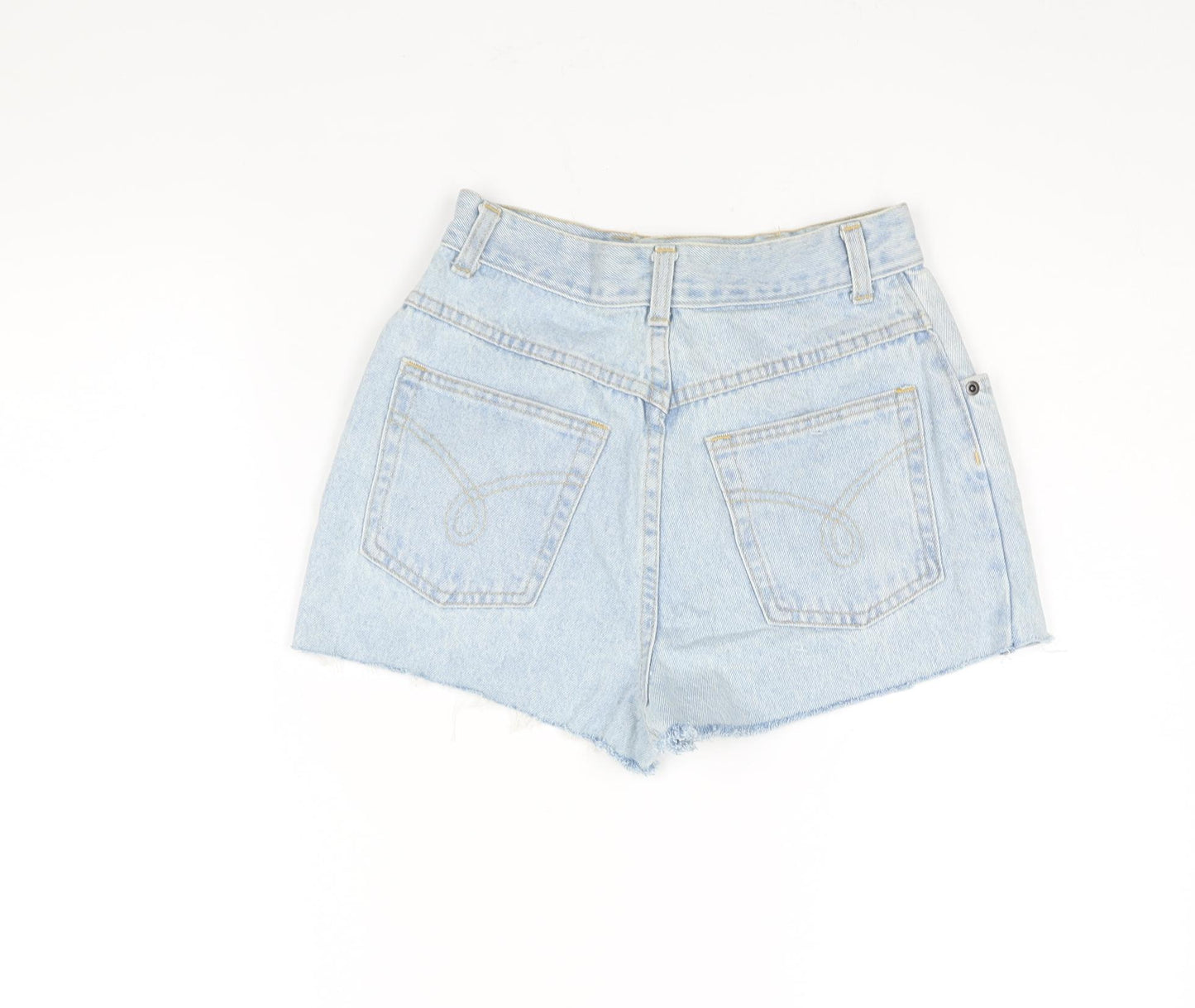 St Michael Womens Blue Cotton Cut-Off Shorts Size 12 Regular Zip