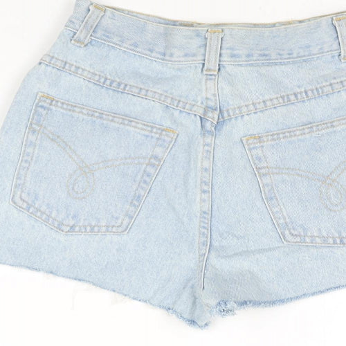 St Michael Womens Blue Cotton Cut-Off Shorts Size 12 Regular Zip