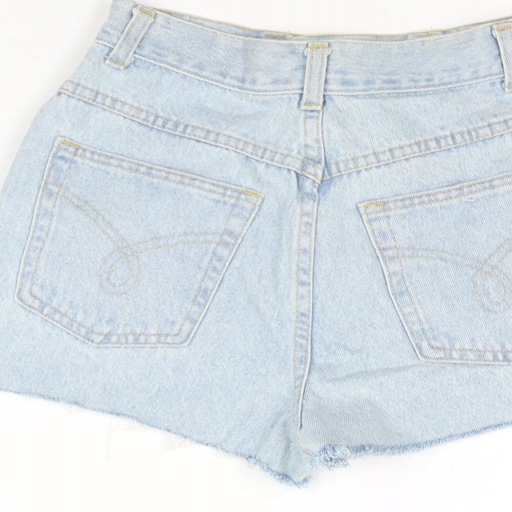 St Michael Womens Blue Cotton Cut-Off Shorts Size 12 Regular Zip