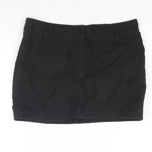 Gap Womens Black Cotton Mini Skirt Size 12 Zip