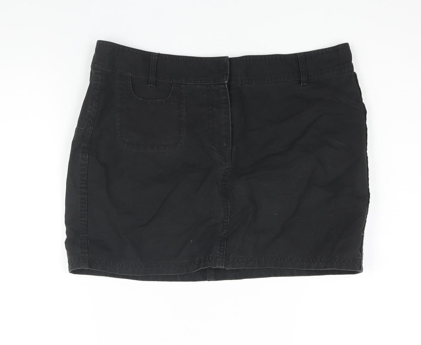 Gap Womens Black Cotton Mini Skirt Size 12 Zip