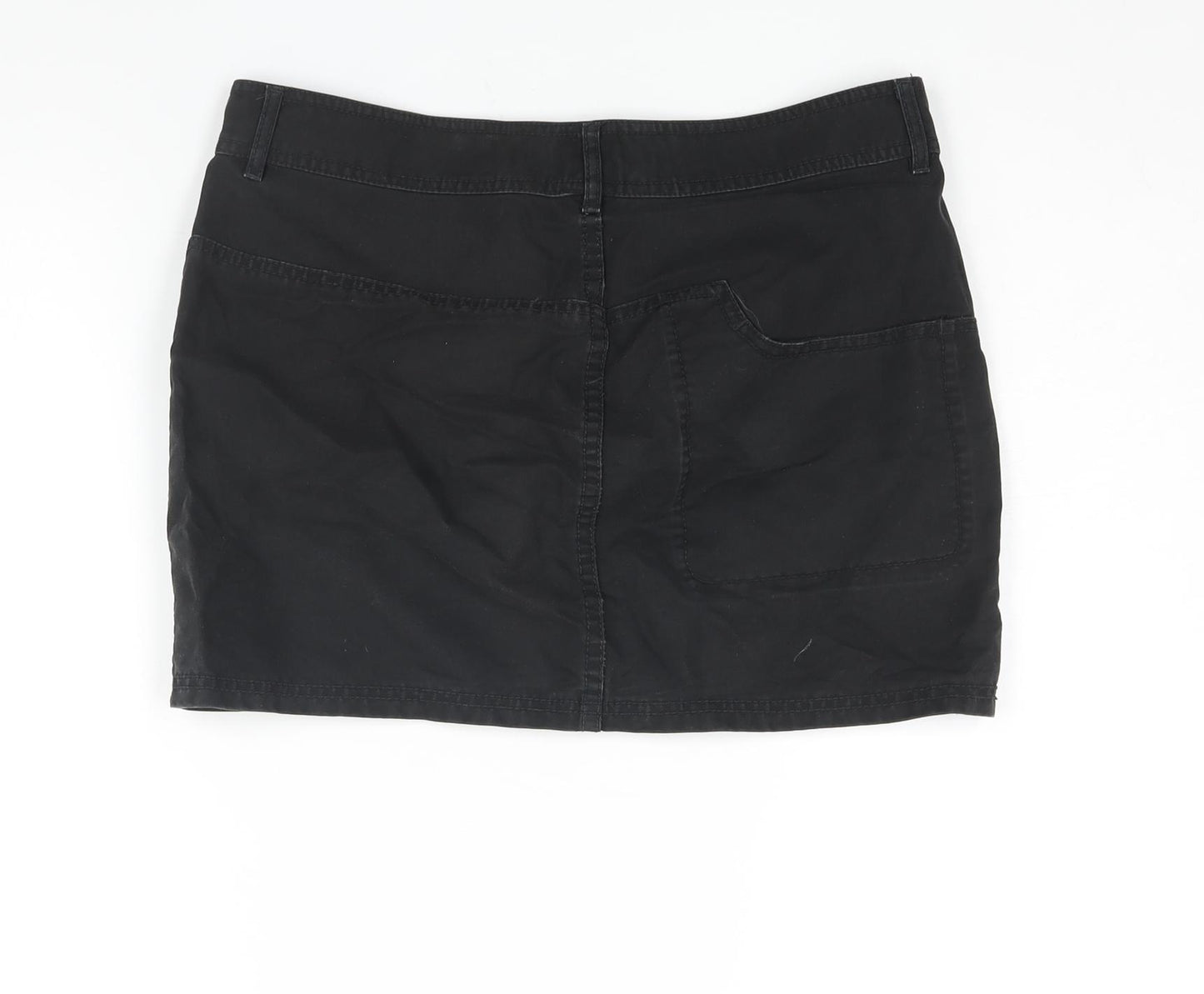 Gap Womens Black Cotton Mini Skirt Size 12 Zip