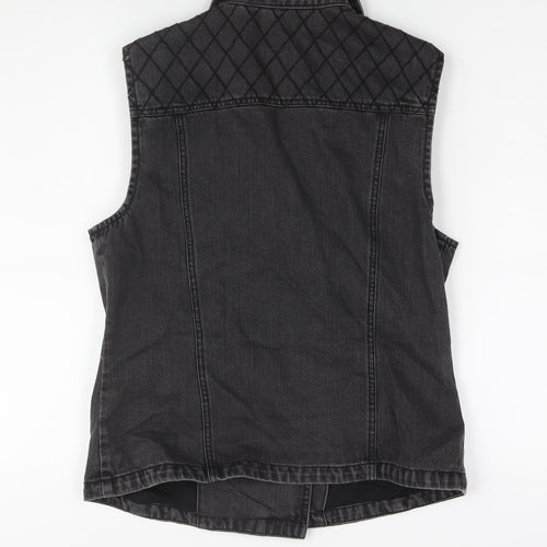 Miss Selfridge Womens Grey Gilet Jacket Size 14 Zip - Biker Style