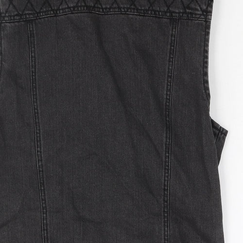 Miss Selfridge Womens Grey Gilet Jacket Size 14 Zip - Biker Style