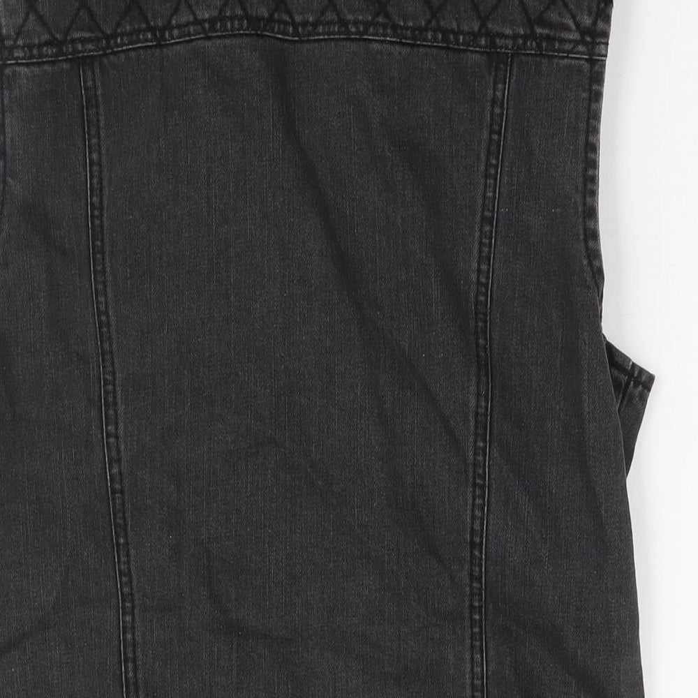 Miss Selfridge Womens Grey Gilet Jacket Size 14 Zip - Biker Style