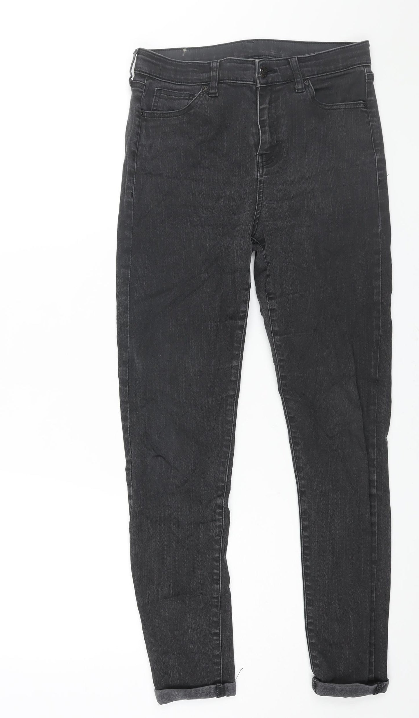 Topshop Womens Black Cotton Skinny Jeans Size 30 L34 in Regular Zip