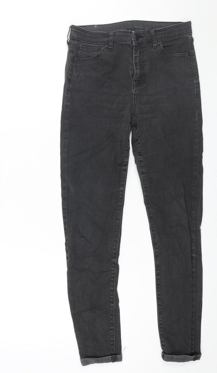 Topshop Womens Black Cotton Skinny Jeans Size 30 L34 in Regular Zip