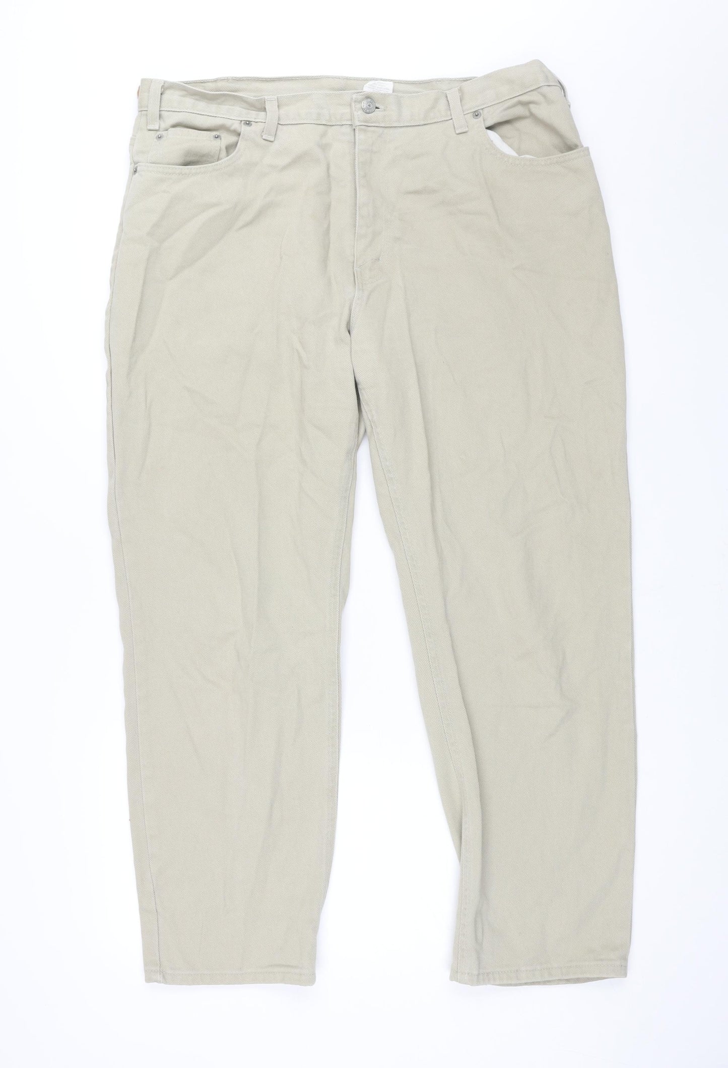 Faded Glory Mens Beige Cotton Straight Jeans Size 38 in L30 in Regular Zip