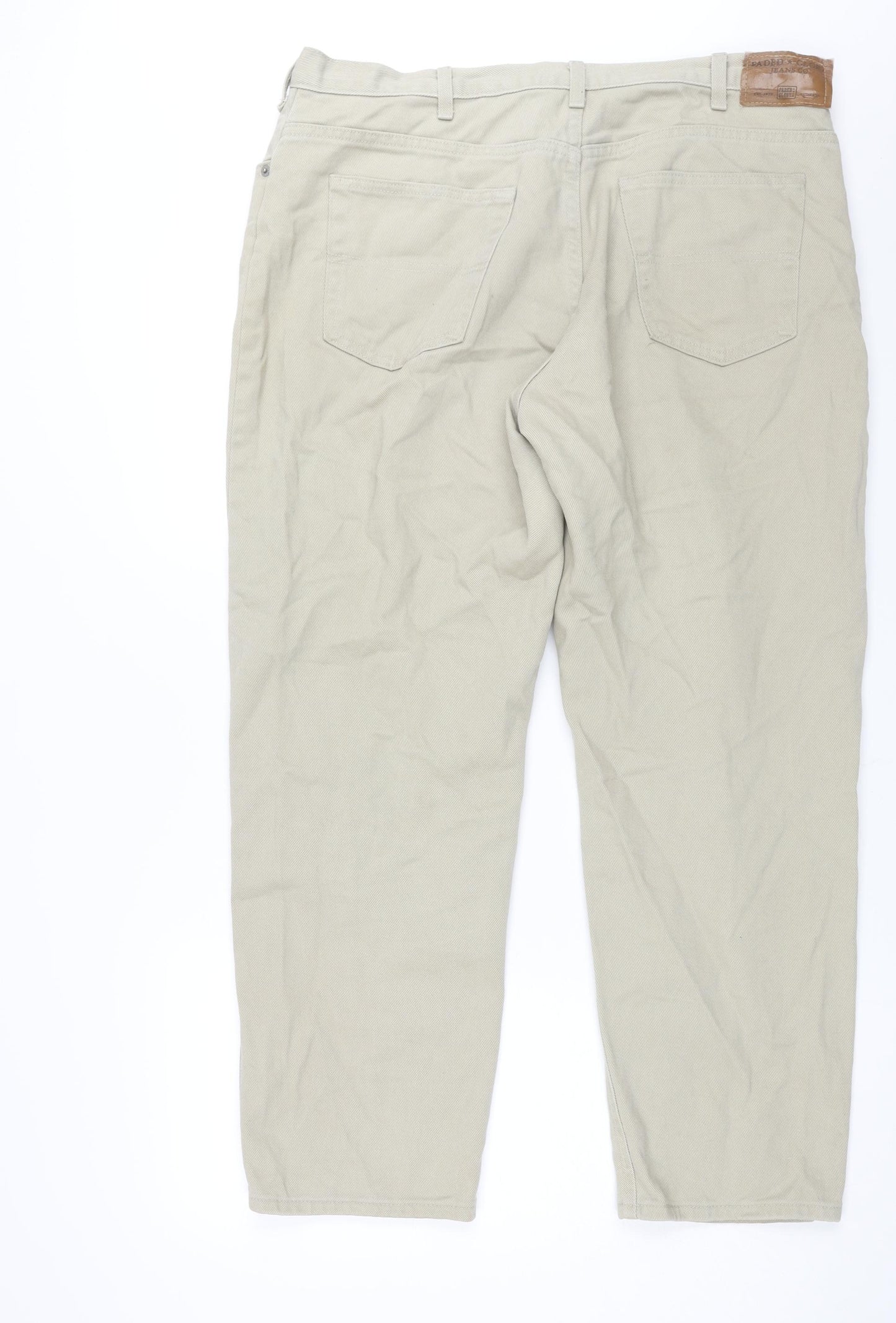 Faded Glory Mens Beige Cotton Straight Jeans Size 38 in L30 in Regular Zip