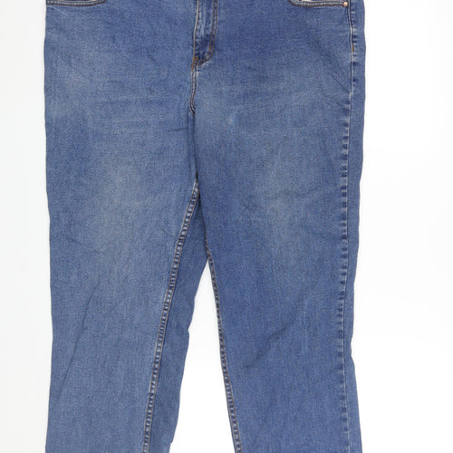Cotton Traders Mens Blue Cotton Tapered Jeans Size 42 in L26 in Regular Zip