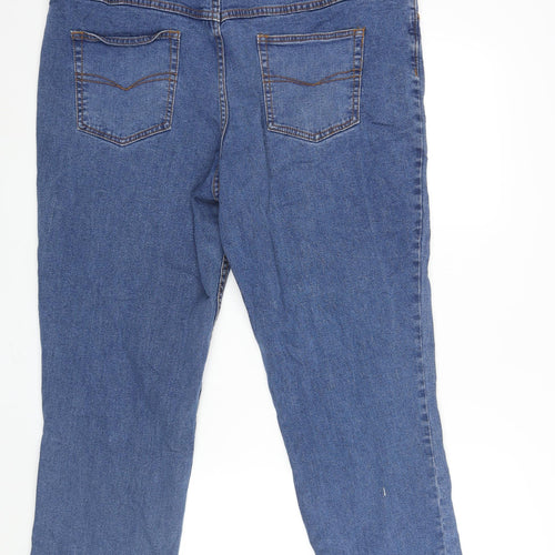 Cotton Traders Mens Blue Cotton Tapered Jeans Size 42 in L26 in Regular Zip