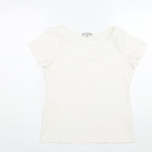 Per Una Womens White Polyester Basic Blouse Size 12 Round Neck