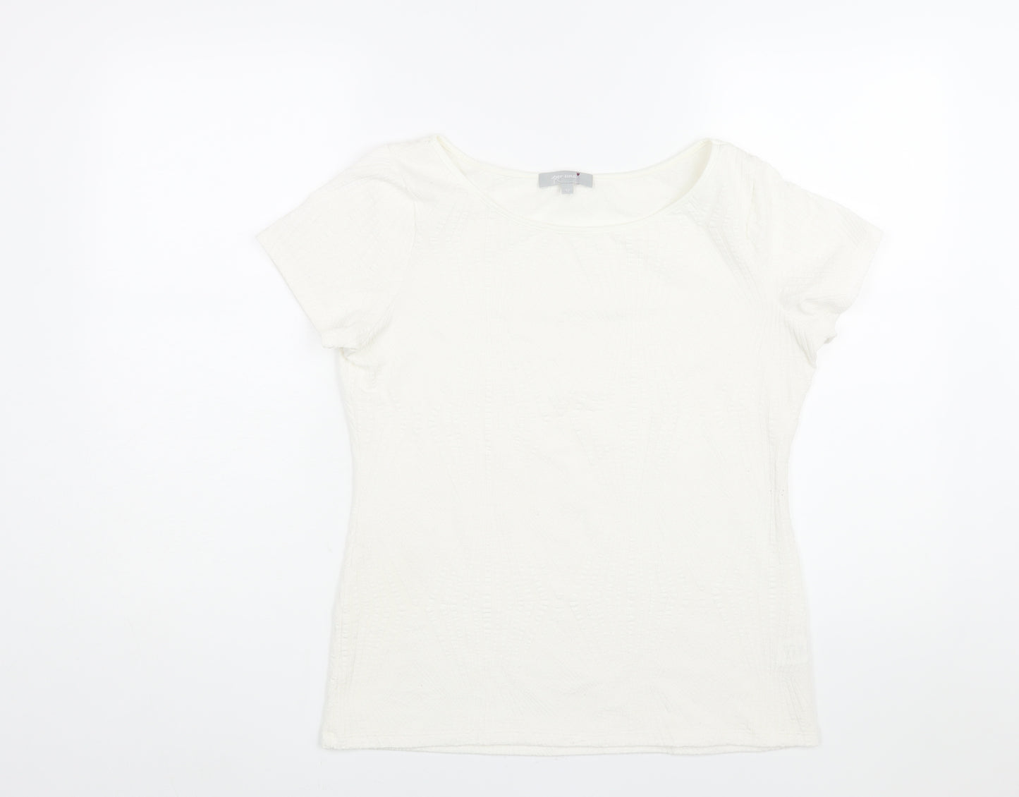 Per Una Womens White Polyester Basic Blouse Size 12 Round Neck