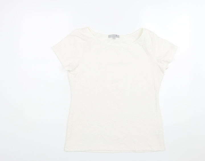 Per Una Womens White Polyester Basic Blouse Size 12 Round Neck