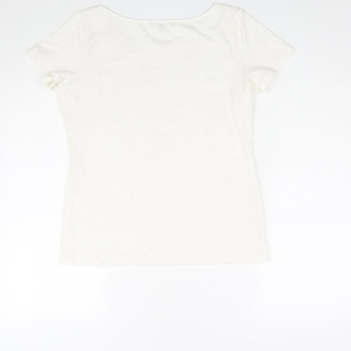 Per Una Womens White Polyester Basic Blouse Size 12 Round Neck