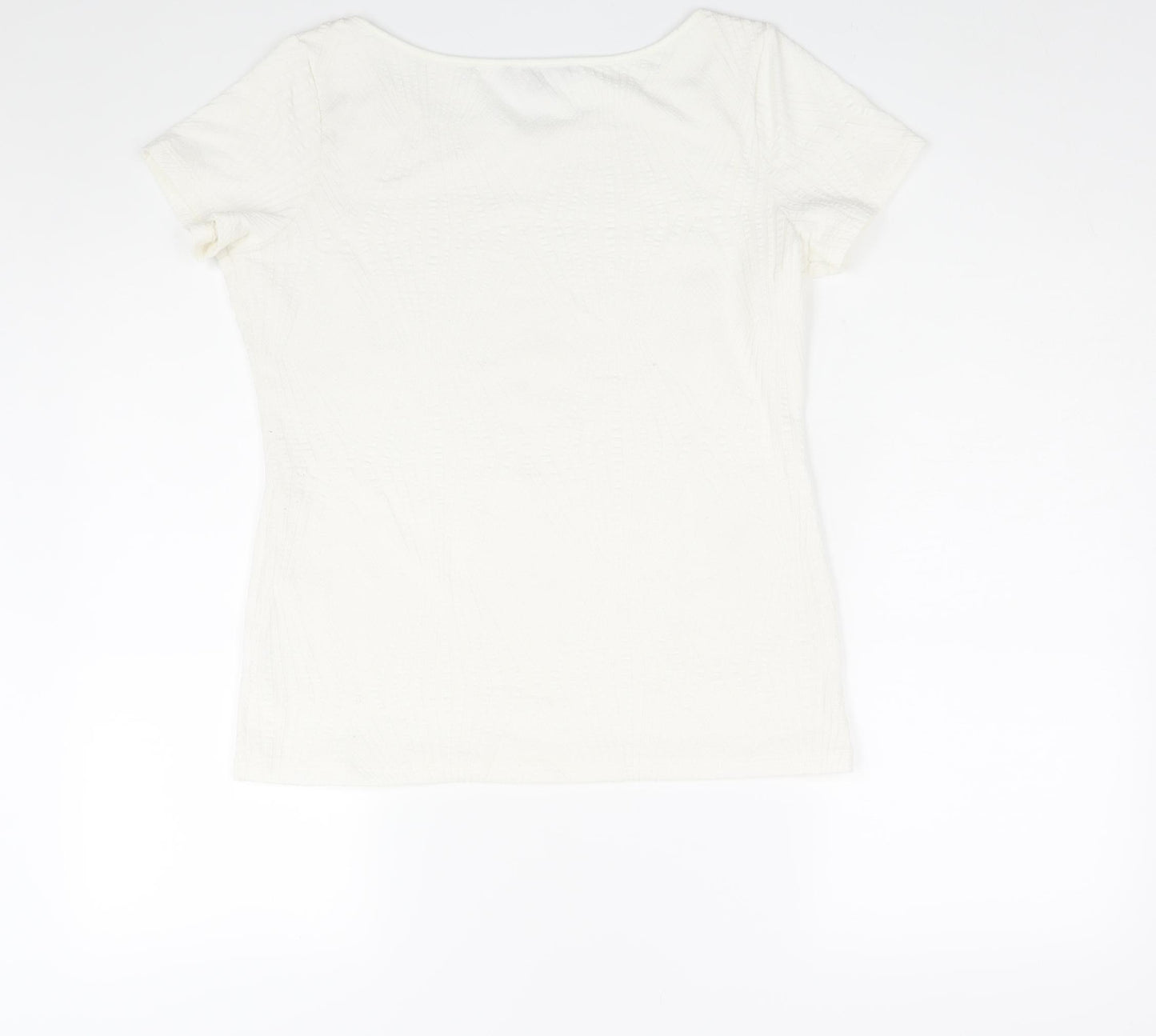 Per Una Womens White Polyester Basic Blouse Size 12 Round Neck