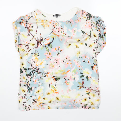 Warehouse Womens Multicoloured Polyester Basic Blouse Size 12 Round Neck - Floral Print