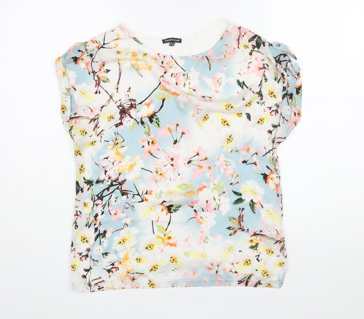 Warehouse Womens Multicoloured Polyester Basic Blouse Size 12 Round Neck - Floral Print