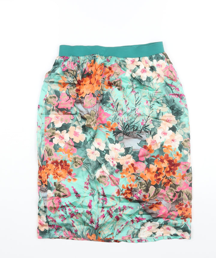 Ene Womens Multicoloured Floral Polyester Straight & Pencil Skirt Size XS