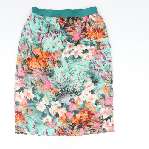 Ene Womens Multicoloured Floral Polyester Straight & Pencil Skirt Size XS