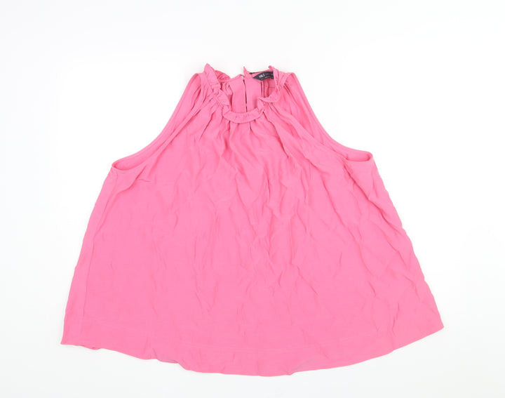 Marks and Spencer Womens Pink Viscose Camisole Blouse Size 16 Round Neck