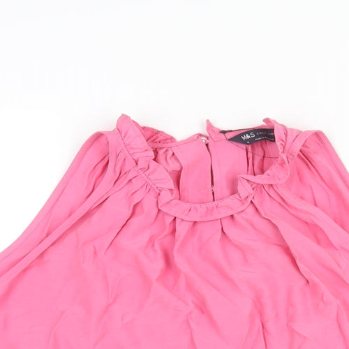 Marks and Spencer Womens Pink Viscose Camisole Blouse Size 16 Round Neck