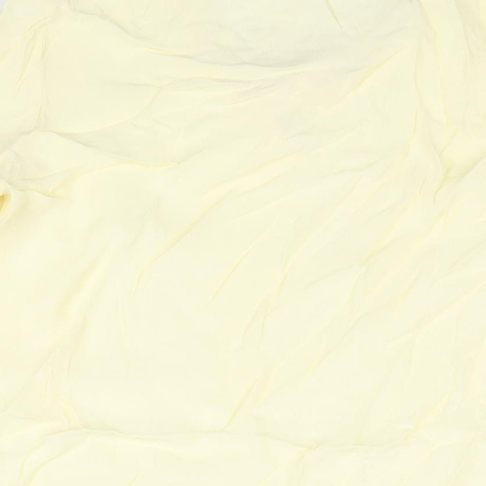 Marks and Spencer Womens Yellow Viscose Basic Blouse Size 12 V-Neck - Frill