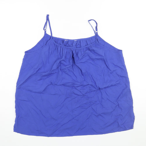 Marks and Spencer Womens Blue Viscose Basic Blouse Size 14 Scoop Neck