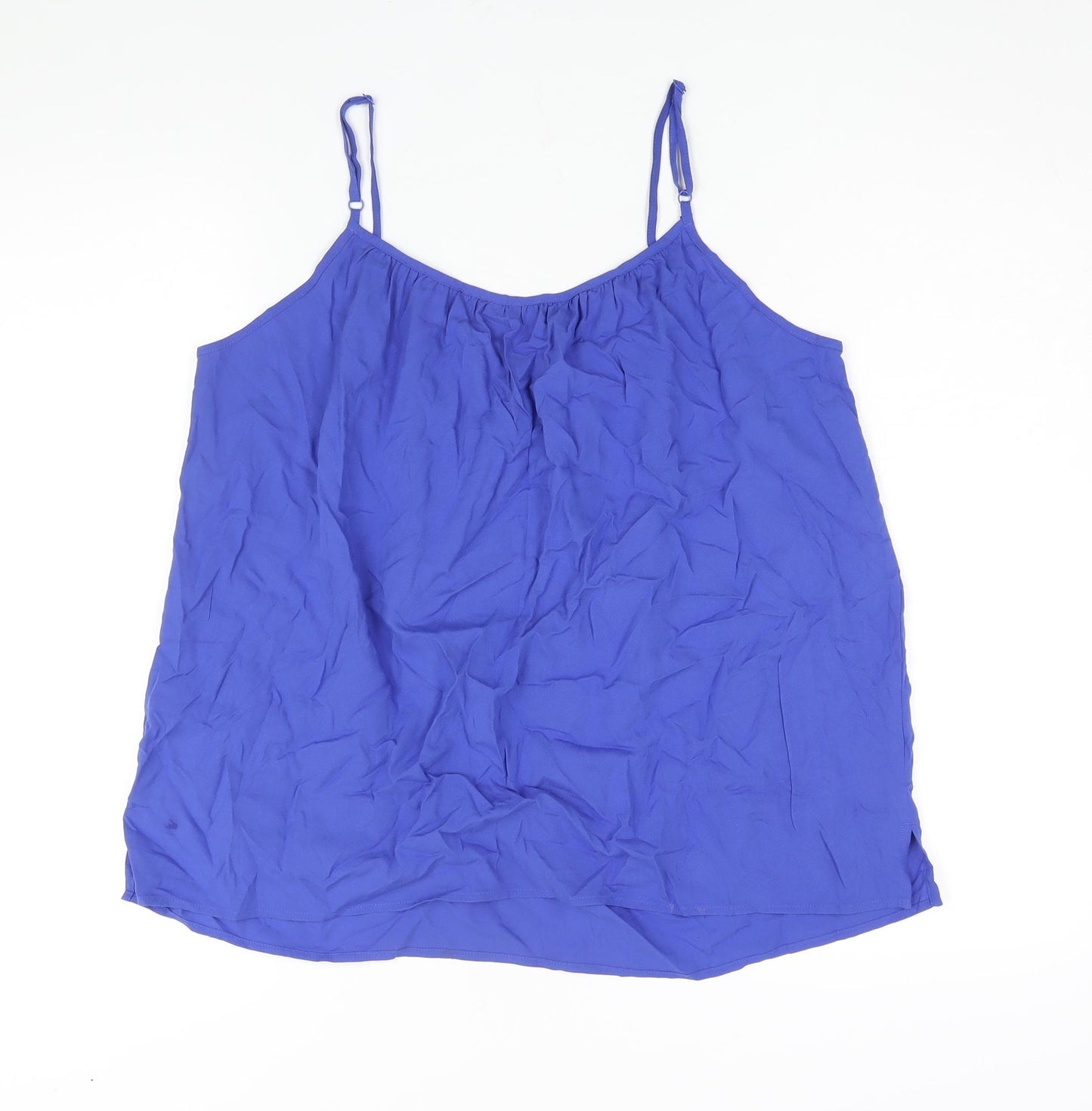 Marks and Spencer Womens Blue Viscose Basic Blouse Size 14 Scoop Neck