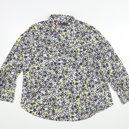 Marks and Spencer Womens Multicoloured Geometric Polyester Basic Button-Up Size 16 Collared