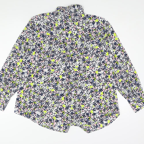 Marks and Spencer Womens Multicoloured Geometric Polyester Basic Button-Up Size 16 Collared