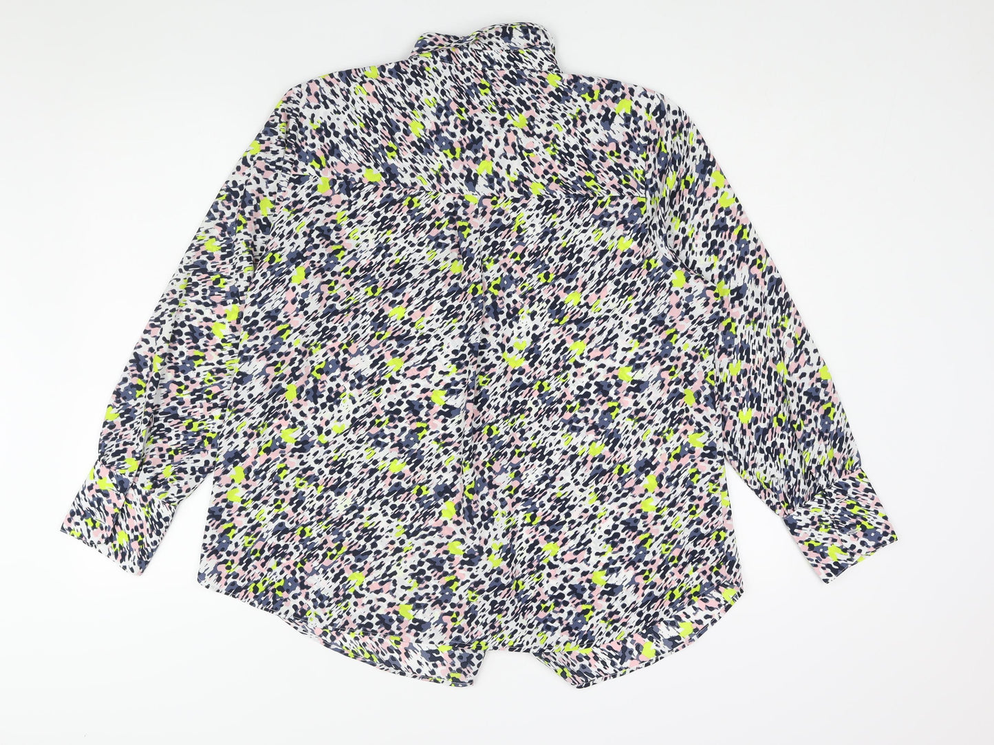 Marks and Spencer Womens Multicoloured Geometric Polyester Basic Button-Up Size 16 Collared