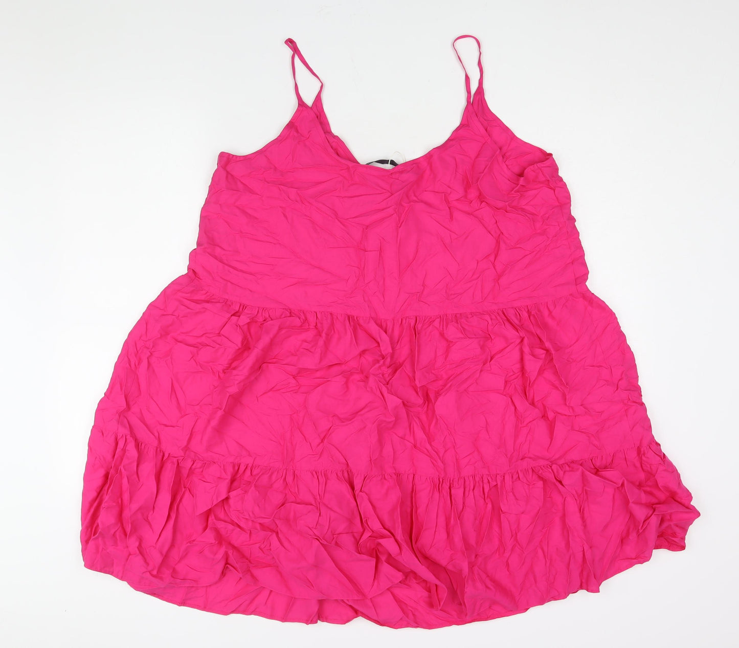 Marks and Spencer Womens Pink Viscose A-Line Size 16 Scoop Neck Pullover - Smocked