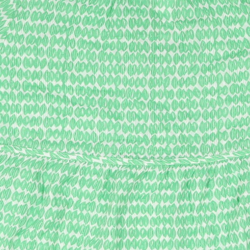 Marks and Spencer Womens Green Geometric Cotton Shift Size 12 V-Neck Pullover
